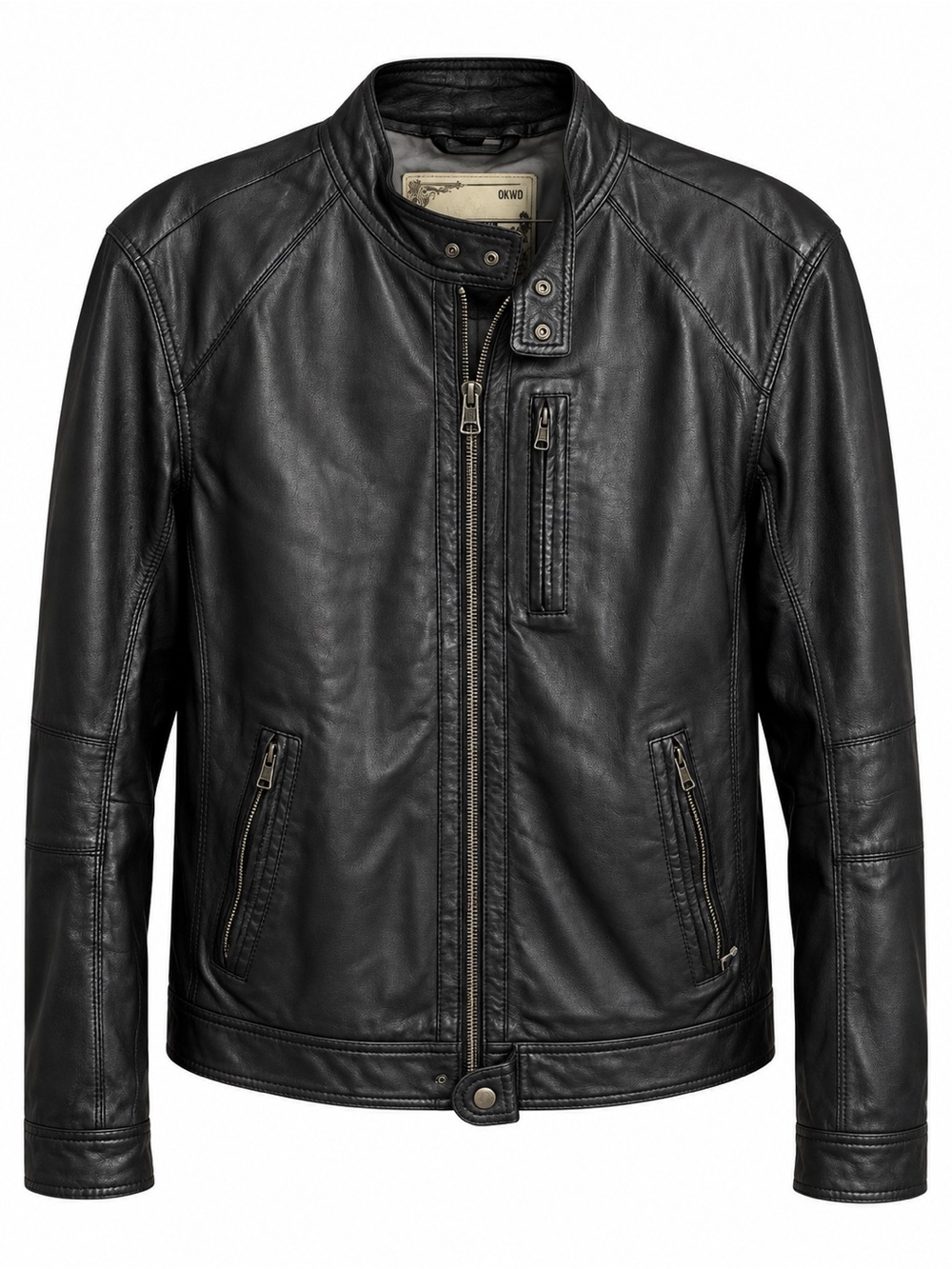 Oakwood The Leather Brand Black Genuine Leather Moto Jacket Size M